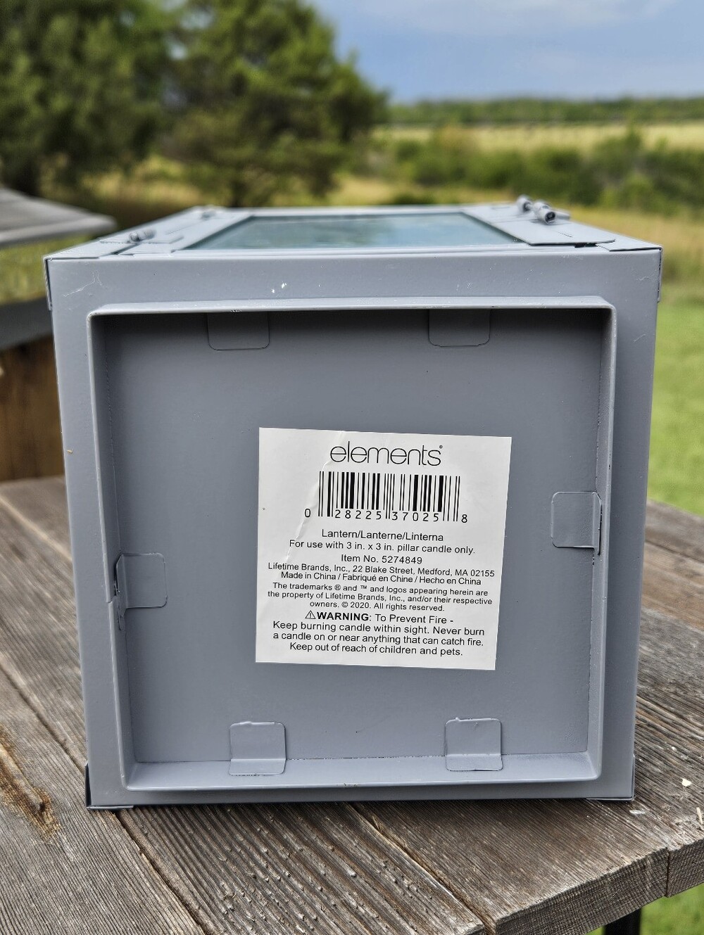 Gray Metal Candle Lantern Rustic Farmhouse Decor Glass Holder Fits 3x3 Pillar - Picture 5 of 9